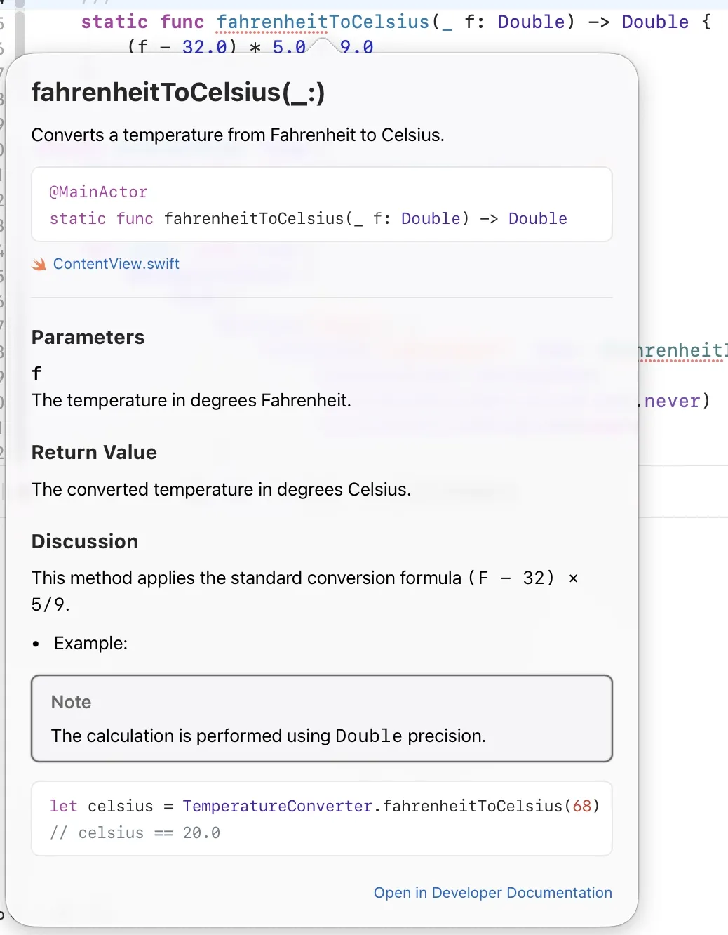 function documentation image