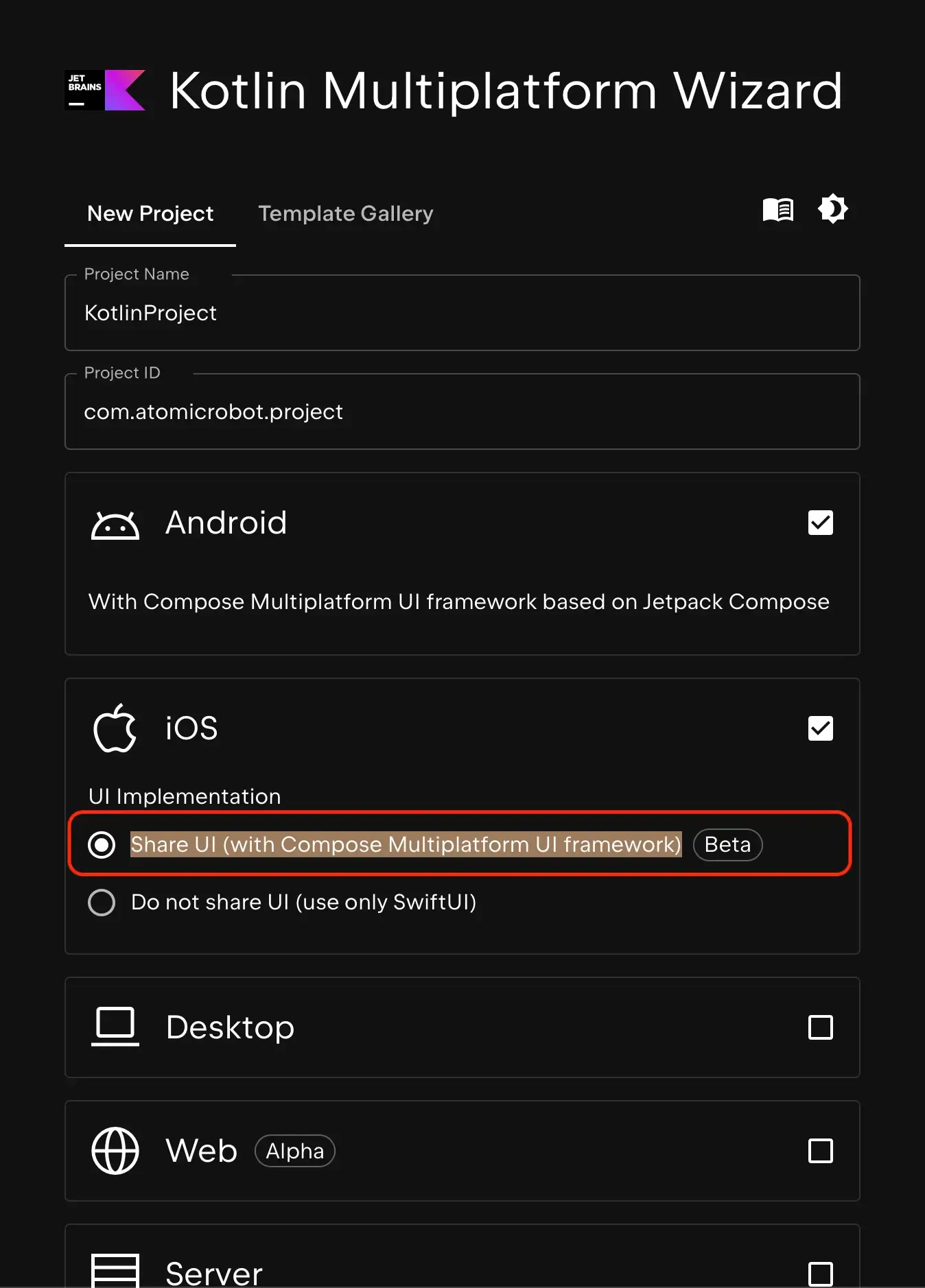 Kotlin Multiplatform Wizard
