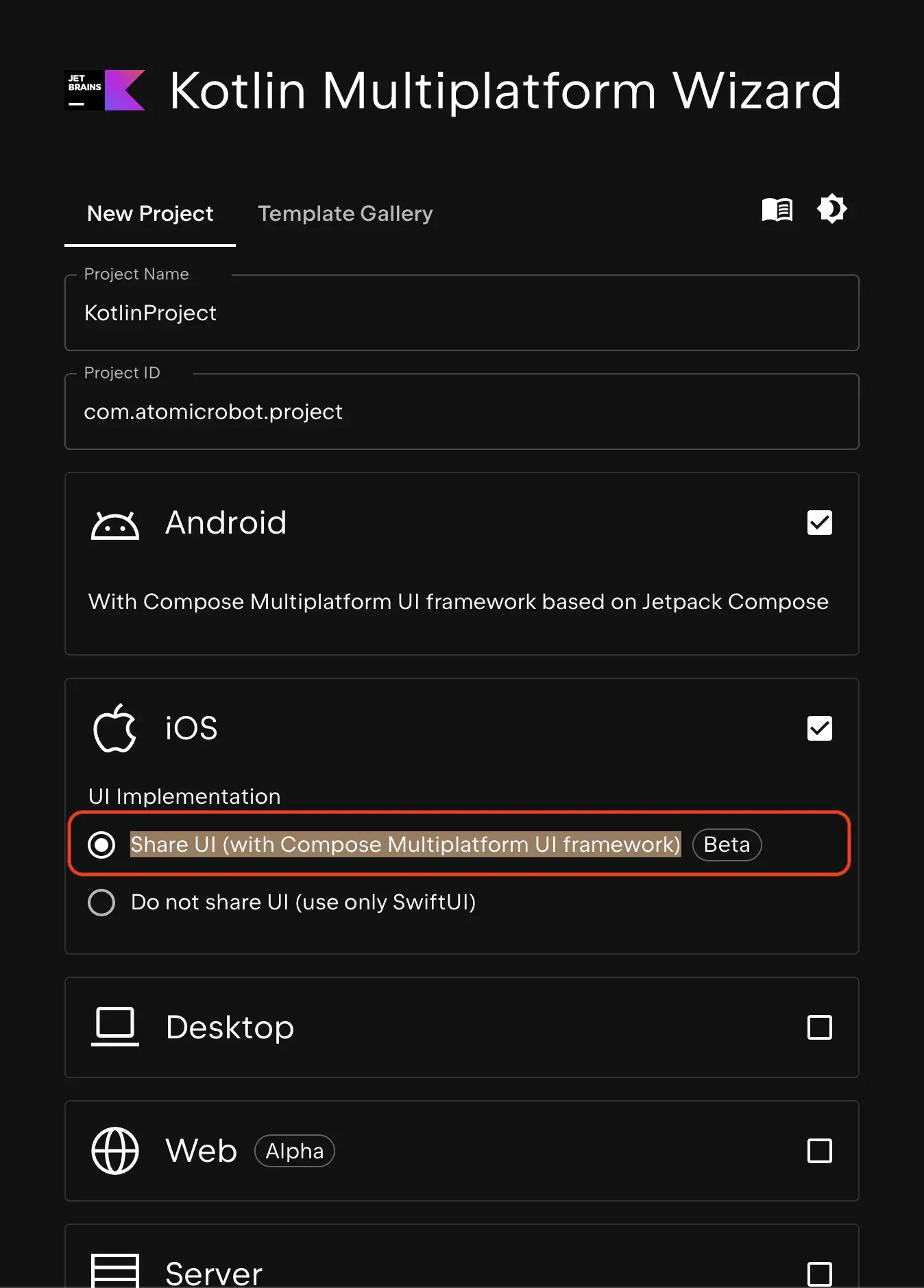 Kotlin Multiplatform Wizard