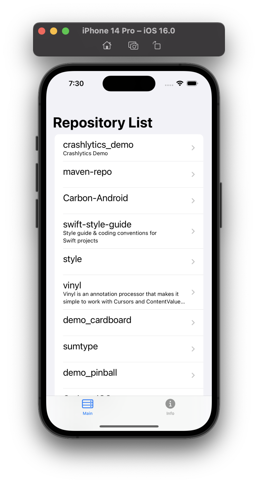 Light Mode Simulator Screenshot